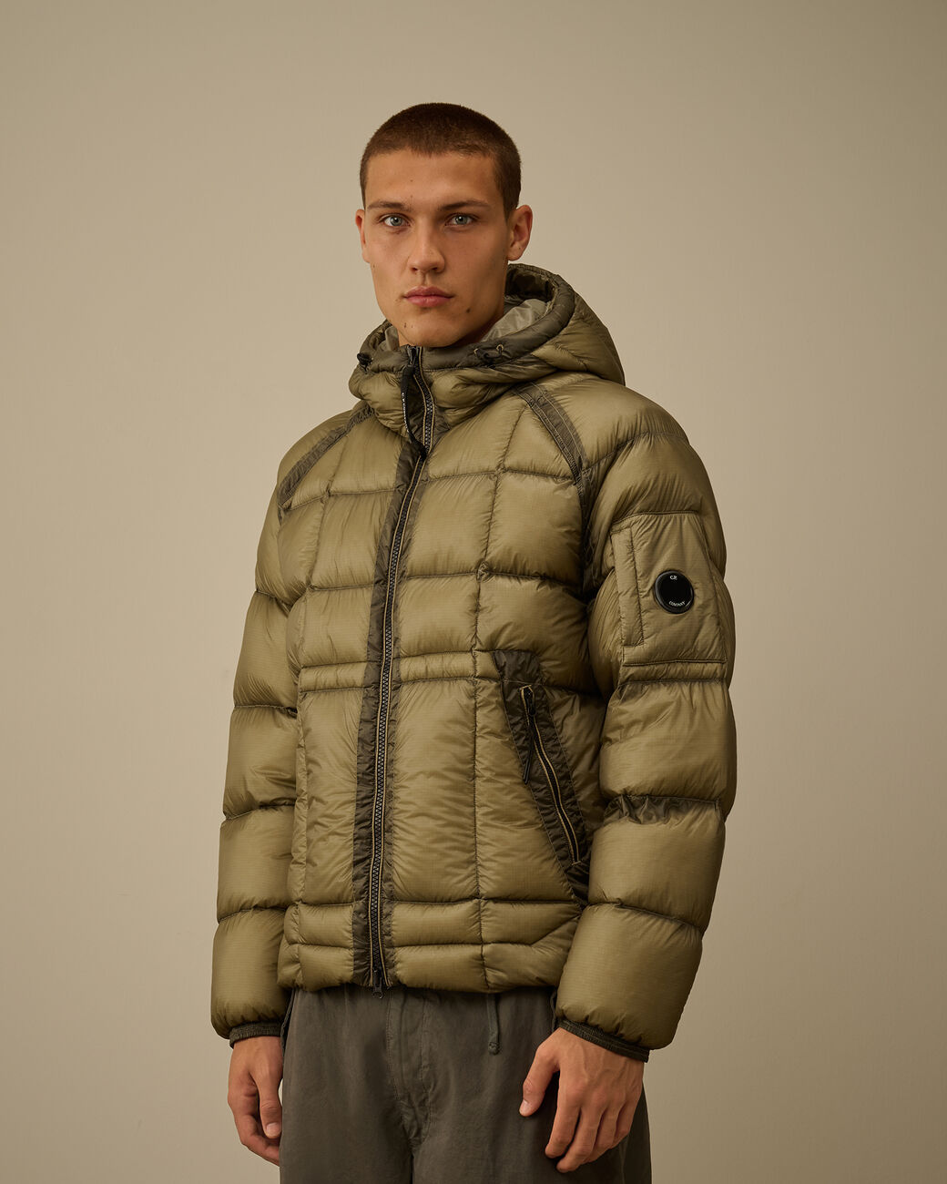 C.P Hooded Down Puffer - FUNGI GREY