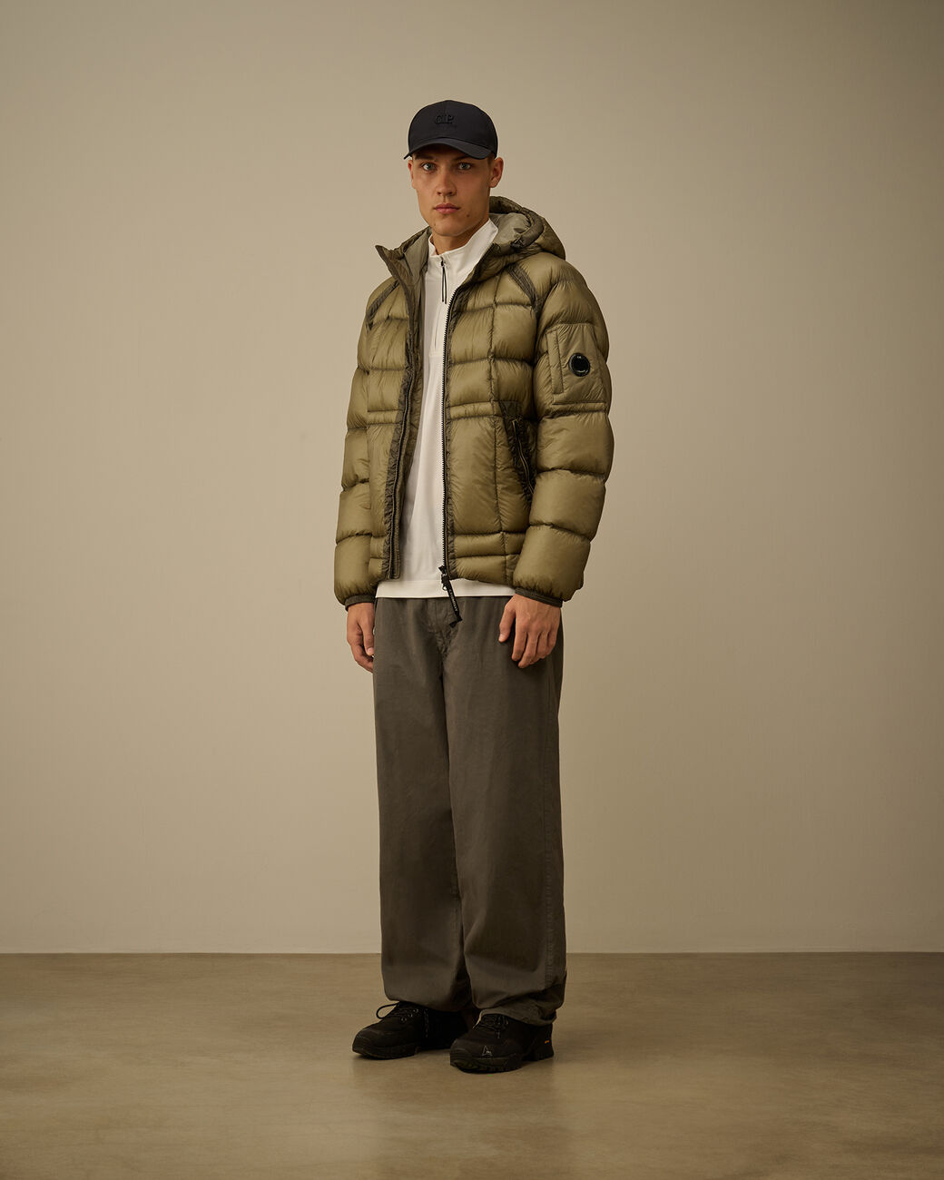 C.P Hooded Down Puffer - FUNGI GREY