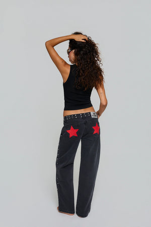 BLACK JEANS RED STAR