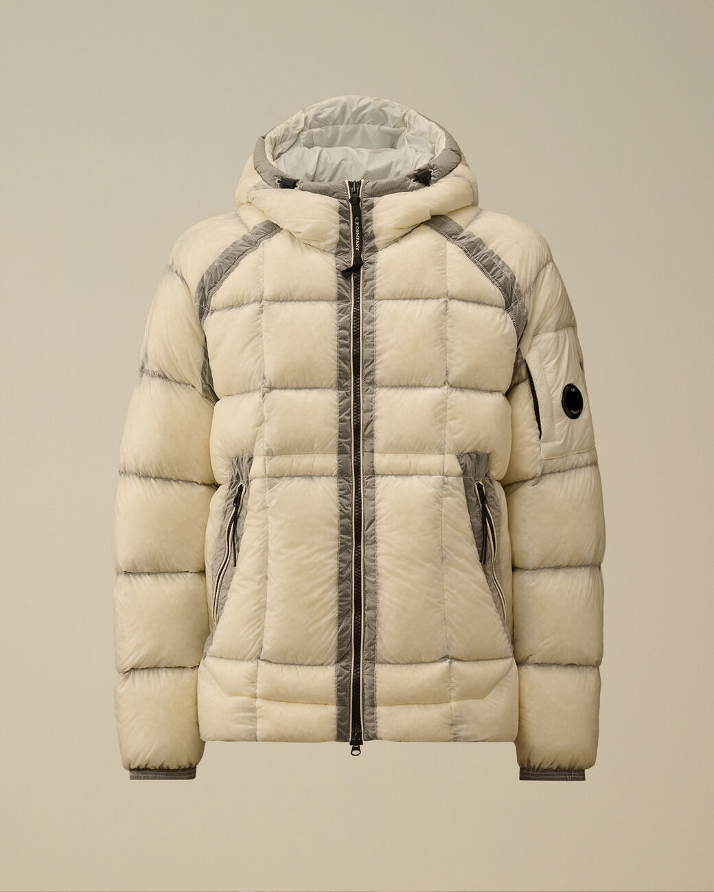 C.P Hooded Down Puffer -  GAUZE WHITE