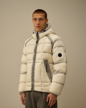 C.P Hooded Down Puffer -  GAUZE WHITE