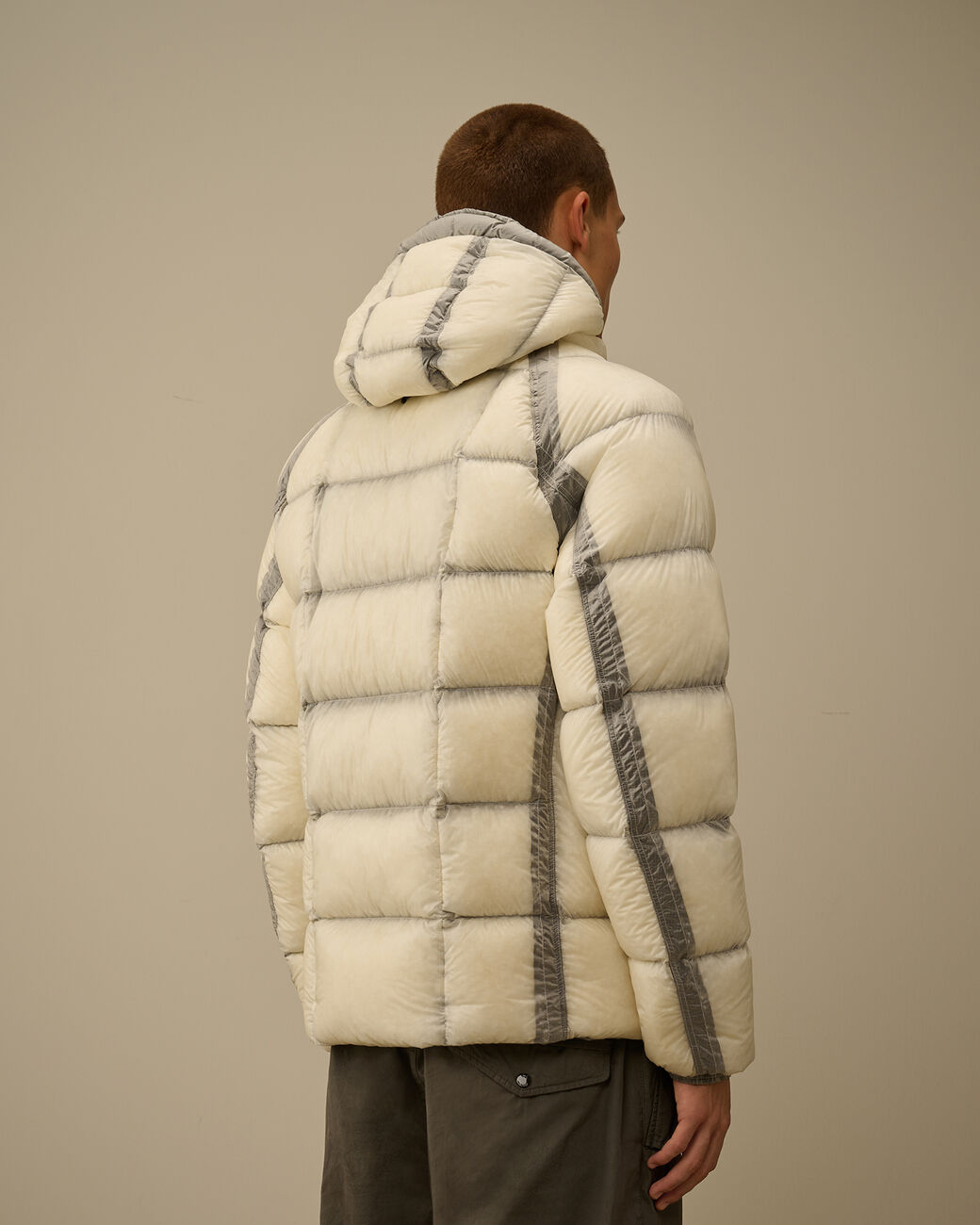 C.P Hooded Down Puffer -  GAUZE WHITE