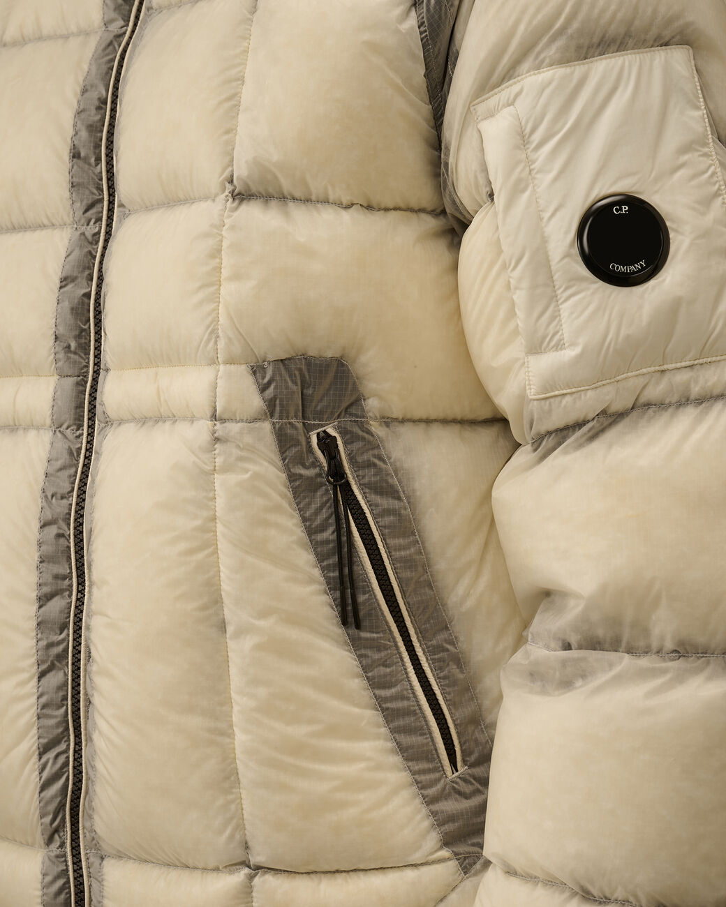 C.P Hooded Down Puffer -  GAUZE WHITE