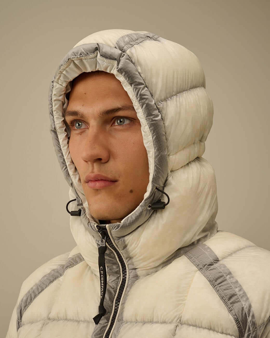C.P Hooded Down Puffer -  GAUZE WHITE