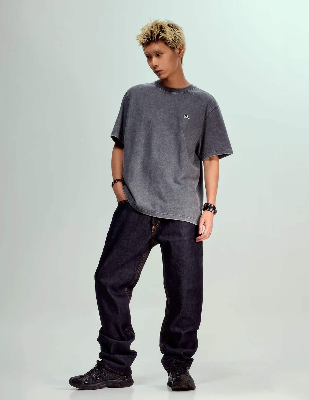 Daicock Yellow Print Baggy-Fit Jeans #2000