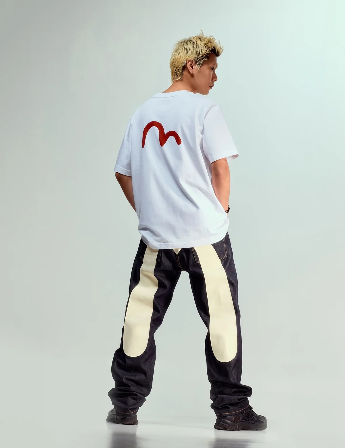 Daicock White Print Baggy-Fit Jeans #2000