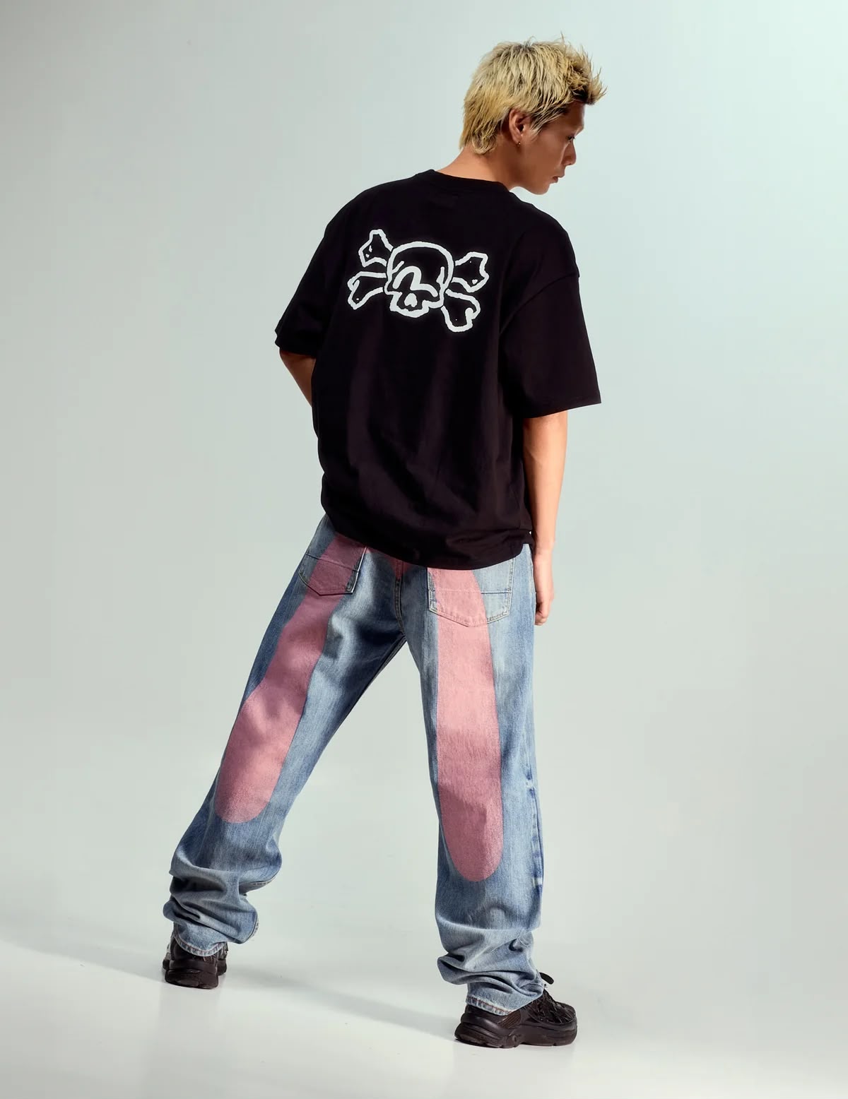 Daicock Pink Print Baggy-Fit Jeans #2000