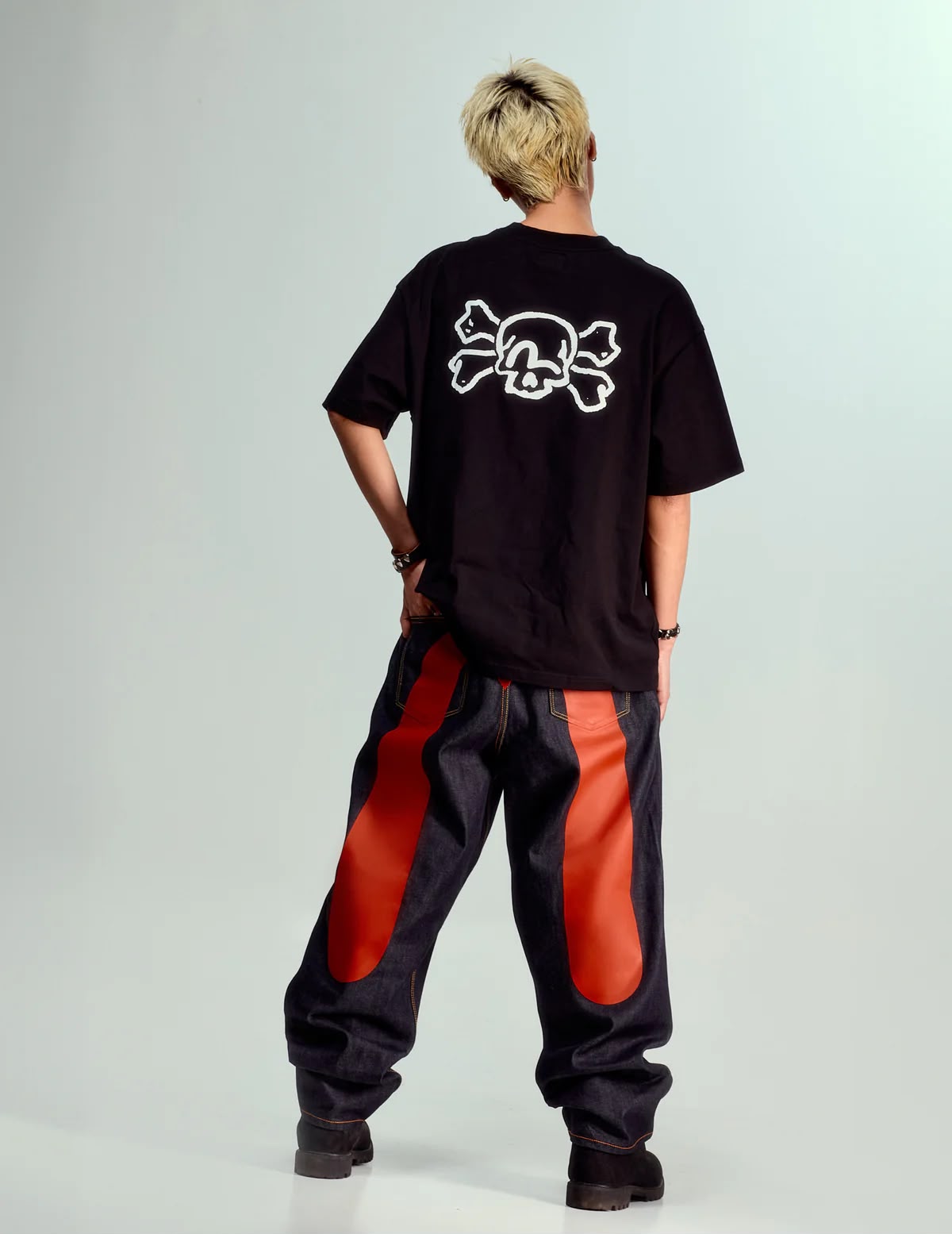 Daicock Red Print Baggy-Fit Jeans #2000